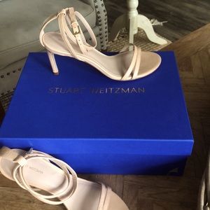 Stuart Weitzman cream wrap around heels